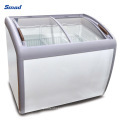 110V 60Hz 5.7 Cuft Curved Sliding Glass Top Ice Cream Freezer for USA